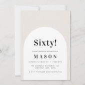 60月の写真60日モダンのシンプル誕生日パーティー 招待状 (裏面)
