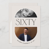 60月の写真60日モダンのシンプル誕生日パーティー 招待状 (正面/裏面)