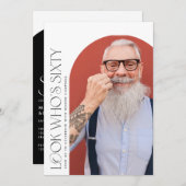 60月の写真60日モダンのシンプル誕生日パーティー 招待状 (正面/裏面)