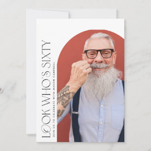 60月の写真60日モダンのシンプル誕生日パーティー 招待状