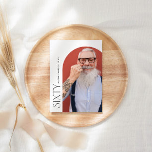 60月の写真60日モダンのシンプル誕生日パーティー 招待状