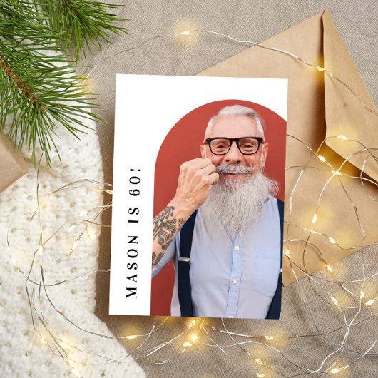 60月の写真60日モダンのシンプル誕生日パーティー 招待状