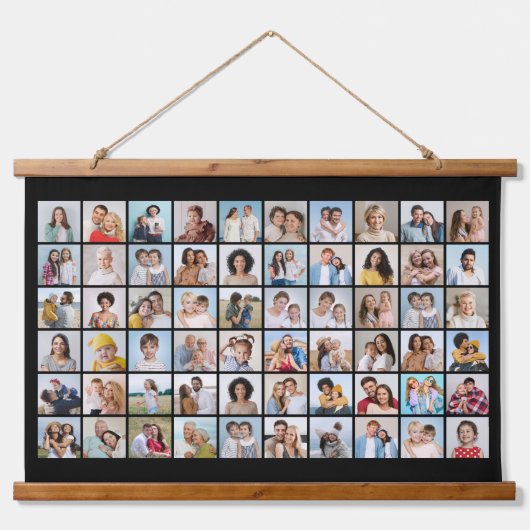 60枚のフォトコラージュを作成 吊り下げ型タペストリー (正面)