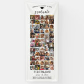 60枚の写真を使ったコラージュ　モダンでミニマルなデザインの卒業記念アルバム　白 横断幕 (縦)