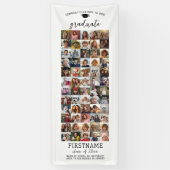 60枚の写真コラージュ 卒業式 現代的 ミニマル 白 横断幕 (縦)