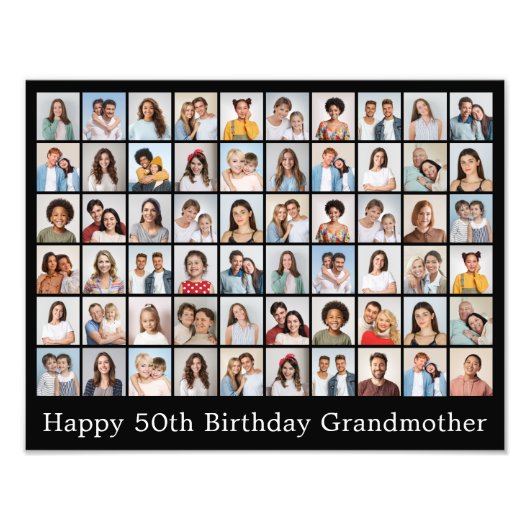 60枚の写真コラージュ 自由なメッセージ追加可能 フォトプリント (正面)