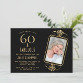 60歳おめでとう アールデコブラック 60歳の誕生日パーティー 招待状 (スタンド正面)