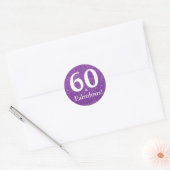 60歳おめでとう!パープルラメの60歳の誕生日 ラウンドシール (封筒)