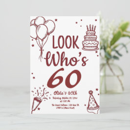 60歳おめでとう！モダンな写真を使った60歳の誕生日招待状 招待状