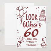 60歳おめでとう!モダンな写真を使った60歳の誕生日招待状 招待状 (正面/裏面)