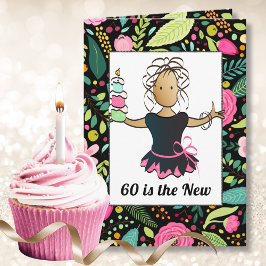 60歳おめでとう!大胆な女性のキャラクターの誕生日デザイン カード