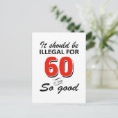 60歳おもしろいの誕生日デザイン ポストカード (スタンド正面)