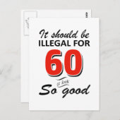 60歳おもしろいの誕生日デザイン ポストカード (正面/裏面)