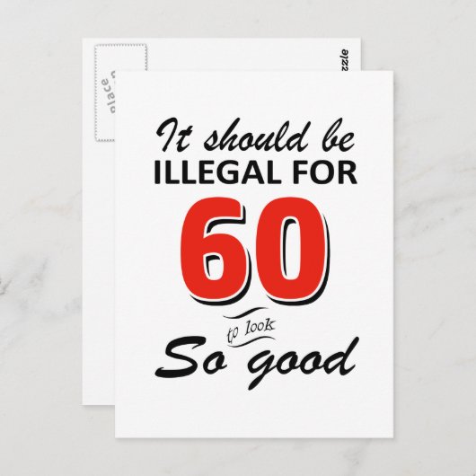 60歳おもしろいの誕生日デザイン ポストカード (正面/裏面)