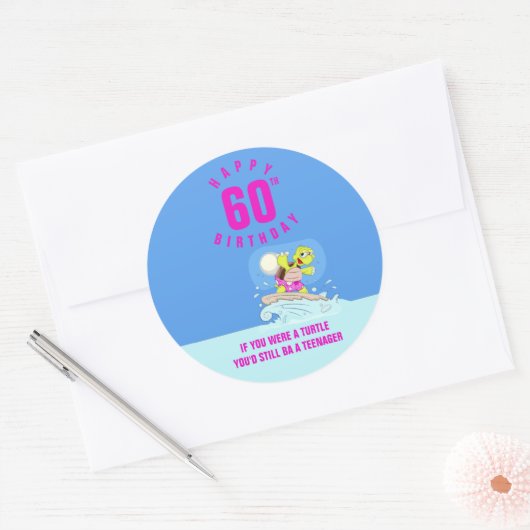 60歳おもしろいの誕生日引用文 ラウンドシール (封筒)