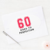 60歳から完璧な誕生日デザイン 楕円形シール (封筒)