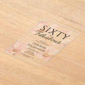 60歳でファビュラス ブラックピンク 60歳の誕生日パーティー アクリル招待状 (レイダウン)