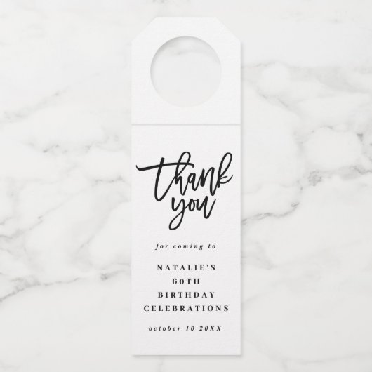 60歳で素晴ら感謝していしい誕生日モダンのお願い ボトルネックタグ (裏面)