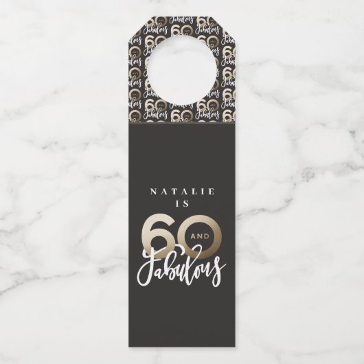 60歳で素晴ら感謝していしい誕生日モダンのお願い ボトルネックタグ (正面)