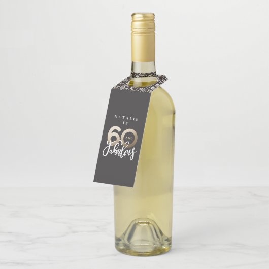 60歳で素晴ら感謝していしい誕生日モダンのお願い ボトルネックタグ (アングル)