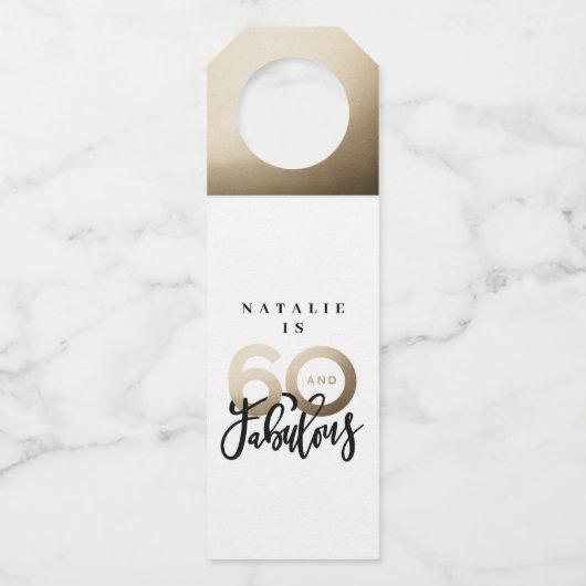 60歳で素晴ら感謝していしい誕生日モダンのお願い ボトルネックタグ (正面)