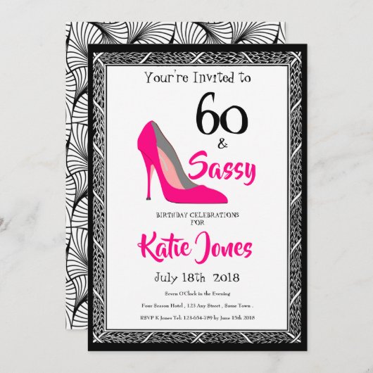 60歳とサッシー60歳の誕生日パーティー 招待状 (正面/裏面)