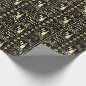 60歳とサッシー60誕生日ブラック金ゴールドアールデコ ラッピングペーパー (角)