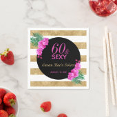 60歳とセクシー金ゴールドブラック60歳の誕生日パーティー スタンダードカクテルナプキン (インサイチュ)