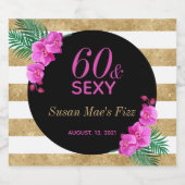 60歳とセクシー金ゴールドブラック60歳の誕生日パーティー スパークリングワインラベル (シングルラベル)