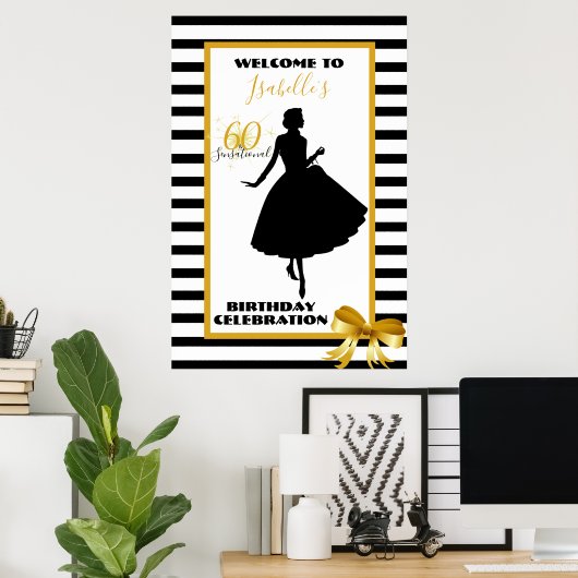 60歳とセンセーショナル60歳の誕生日パーティー歓迎サイン ポスター (ホームオフィス)