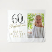 60歳とファビュラス 60歳の誕生日写真用背景 タペストリー (正面(横))