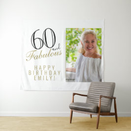 60歳とファビュラス 60歳の誕生日写真用背景 タペストリー