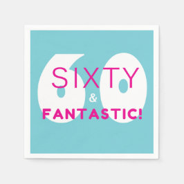 60歳とファンタスティック60歳の誕生日パーティーデコール スタンダードカクテルナプキン