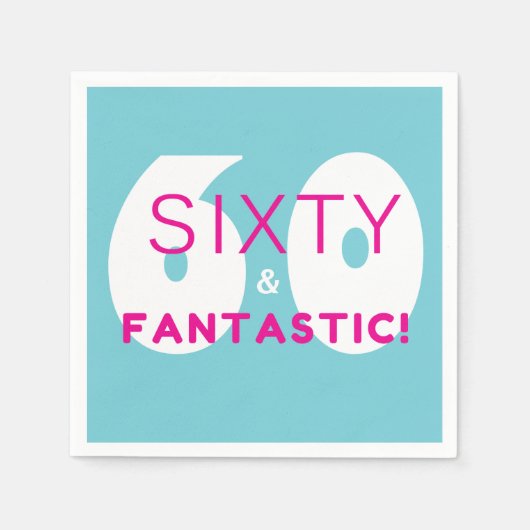 60歳とファンタスティック60歳の誕生日パーティーデコール スタンダードカクテルナプキン (正面)