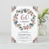 60歳と素敵なシックなレディース60歳の誕生日パーティー 招待状 (スタンド正面)