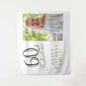 60歳と素敵な60歳の誕生日写真背景 タペストリー (正面)