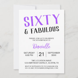 60歳と素晴らしいパープル60誕生日 招待状