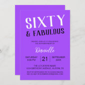 60歳と素晴らしいパープル60誕生日 招待状 (正面/裏面)