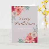 60歳と素晴らしいフローラサンゴバラ カード (黄色い花)