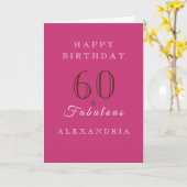 60歳と素晴らしいホットピンクのエレガント誕生日 カード (黄色い花)