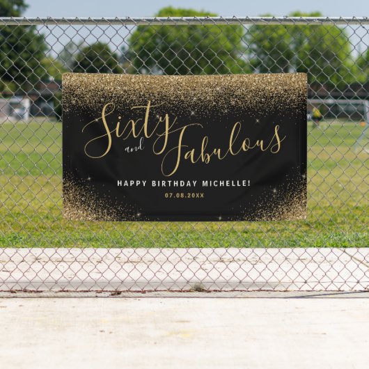 60歳と素晴らしい誕生日パーティーのグリッター名 横断幕 (インサイチュ)