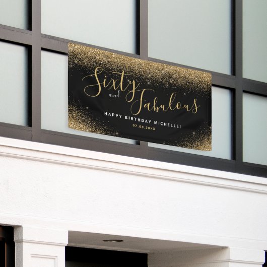 60歳と素晴らしい誕生日パーティーのグリッター名 横断幕 (ビルの外側)