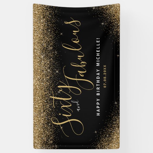 60歳と素晴らしい誕生日パーティーのグリッター名 横断幕 (縦)