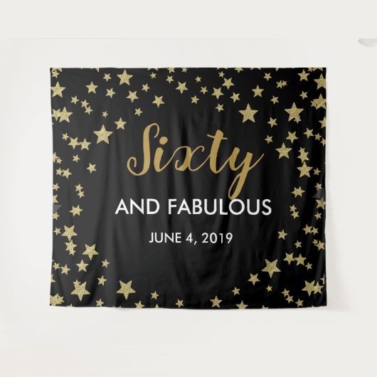 60歳と素晴らしい誕生日フォトブースの背景バナー タペストリー (正面(横))