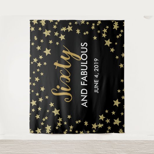 60歳と素晴らしい誕生日フォトブースの背景バナー タペストリー (正面)