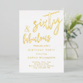 60歳と素晴らしい金ゴールドの誕生日 箔招待状 (立ち正面)