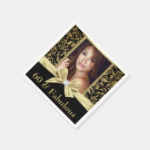 60歳と素晴らしい金ゴールドブラックダマスク60誕生日 スタンダードカクテルナプキン (角)