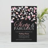 60歳と素晴らしい60歳の誕生日、ピンクシルバー 招待状 (スタンド正面)