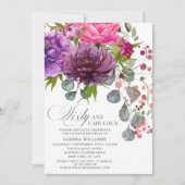 60歳と素晴エレガントらしいフローラ60誕生日 招待状 (正面)