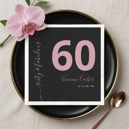 「60歳にして最高に素敵!」 スクリプト ピンク 60歳の誕生日パーティー スタンダードカクテルナプキン